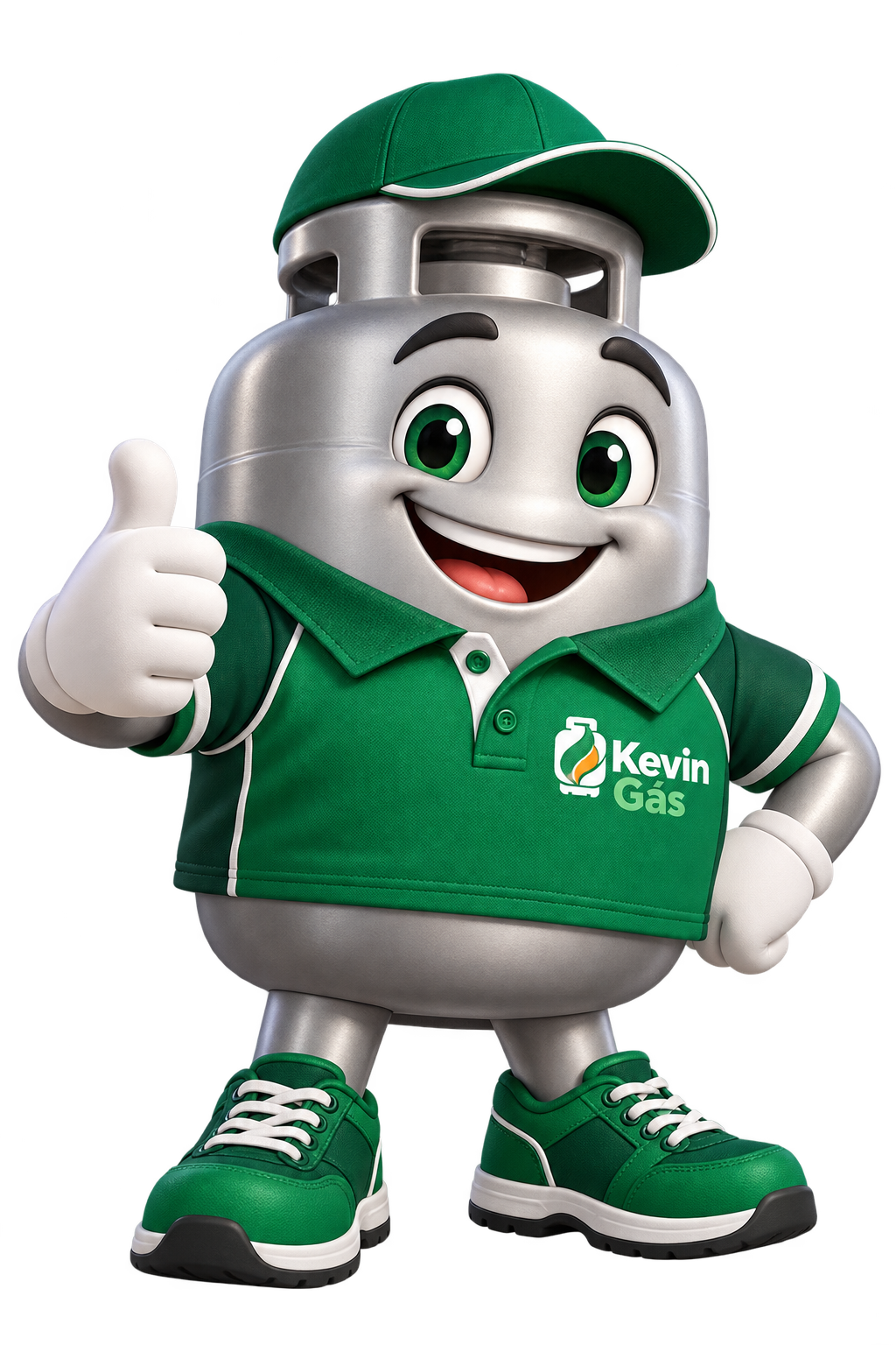 Mascote 3D da Kevin Gás em formato de botijão